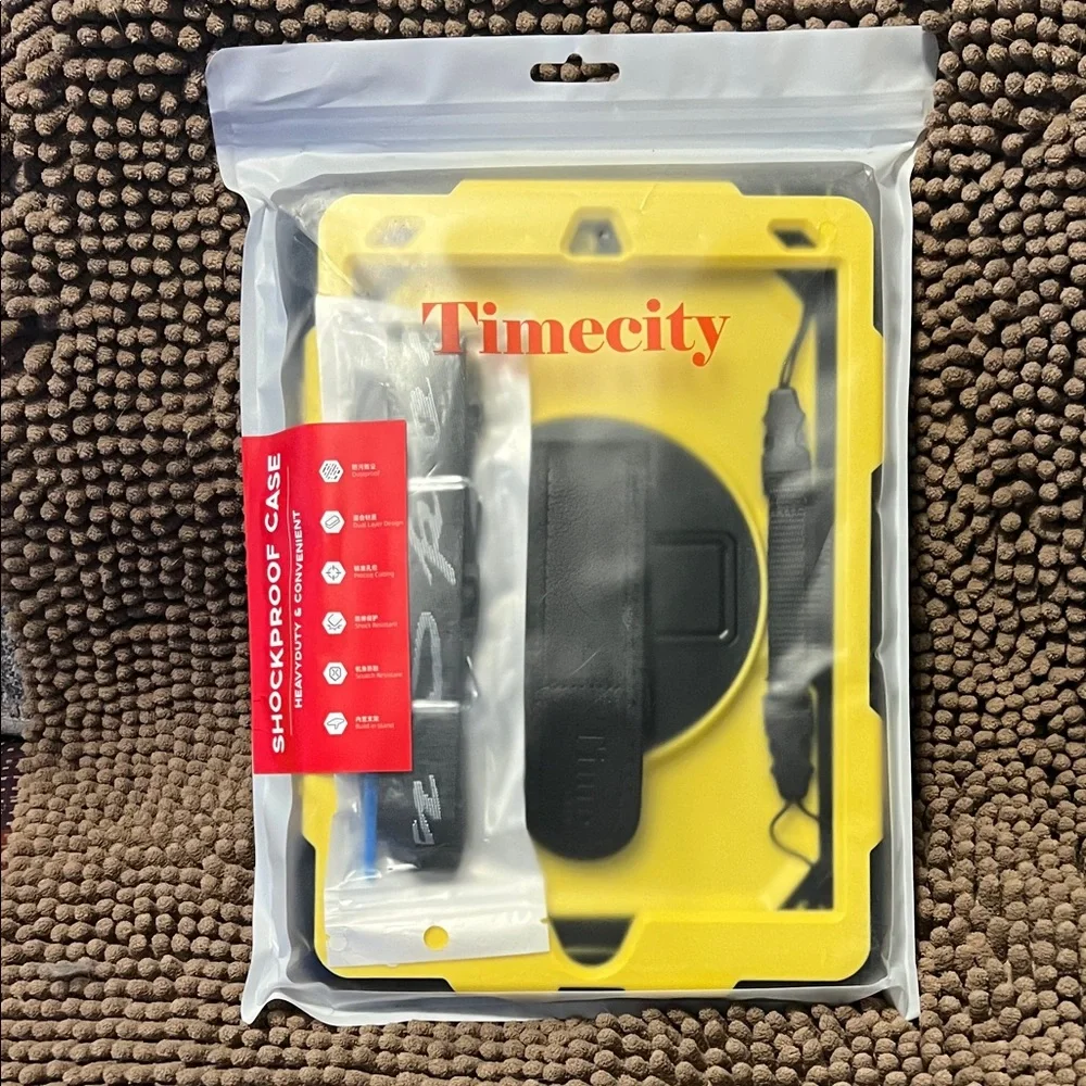 Yellow Shockproof iPad Case with Hand Strap and shoulder strap